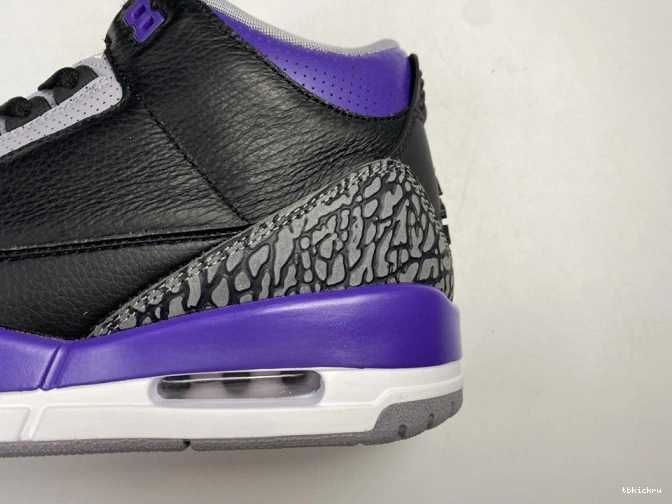Rep TBK Black Court Air 050 Jordan Purple 3 CT8532 Retro 0709
